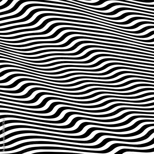 Striped abstract wavy background. black and white zebra print. illustration. Fashion fabric modern backdrop © skrotov