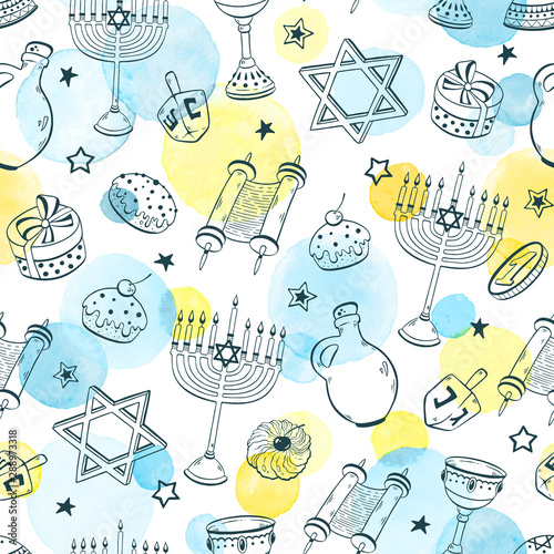 Hanukkah seamless pattern vector