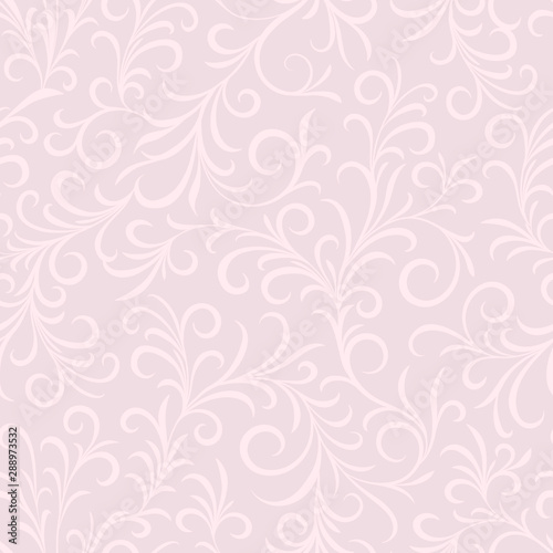 delicate seamless vector light pink pattern with floral spiral texture