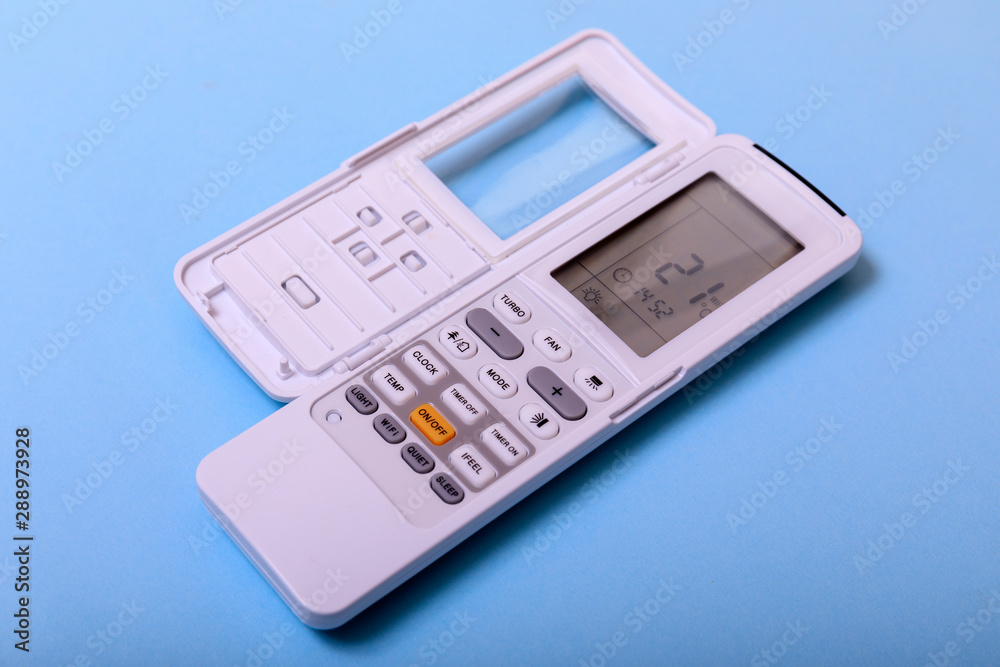 Air conditioner remote controller with wifi, isolate remote control on white, 21 celsius Air conditioner remote controller with wifi, isolate remote control on white, 21 celsius