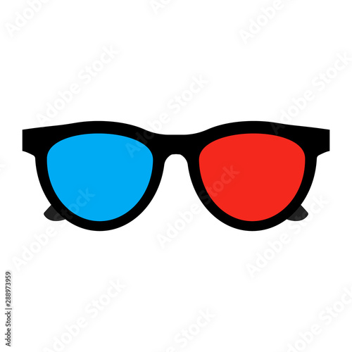 3D Glasses Icon isolated on White. Vector Illustration. Flat Simple Icon. Cinema Movie Film Watching Design Element.