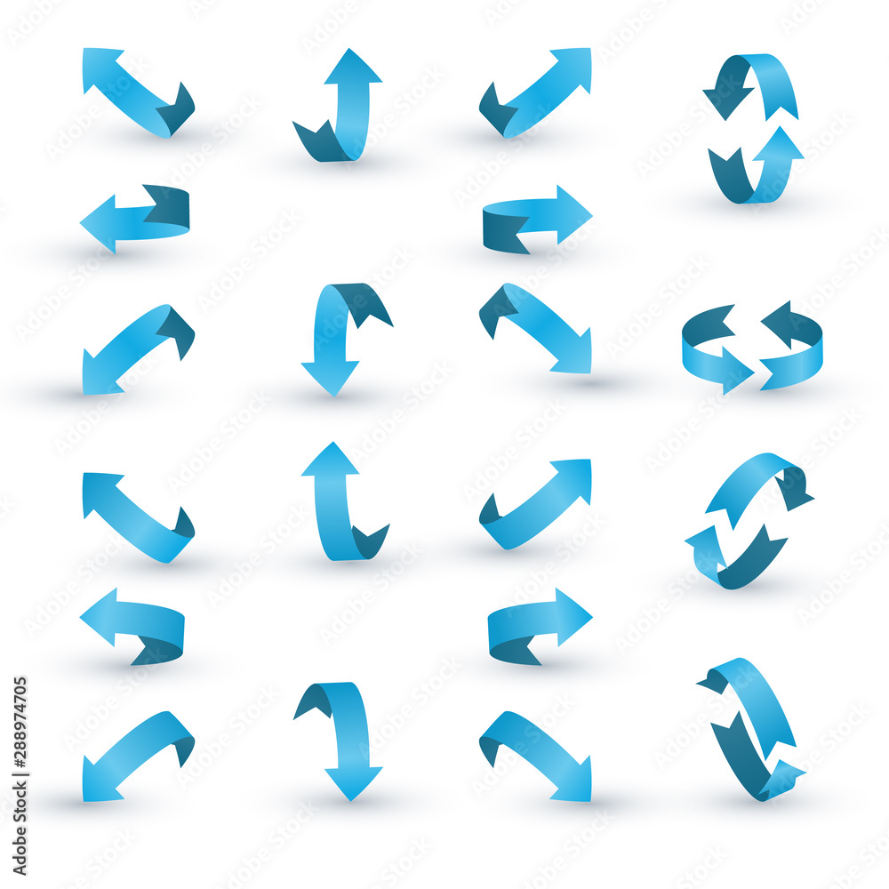 Blue ribbon arrow set. Arrow stickerst various angles and directions. Blue ribbon arrow set. Arrow stickerst various angles and directions.