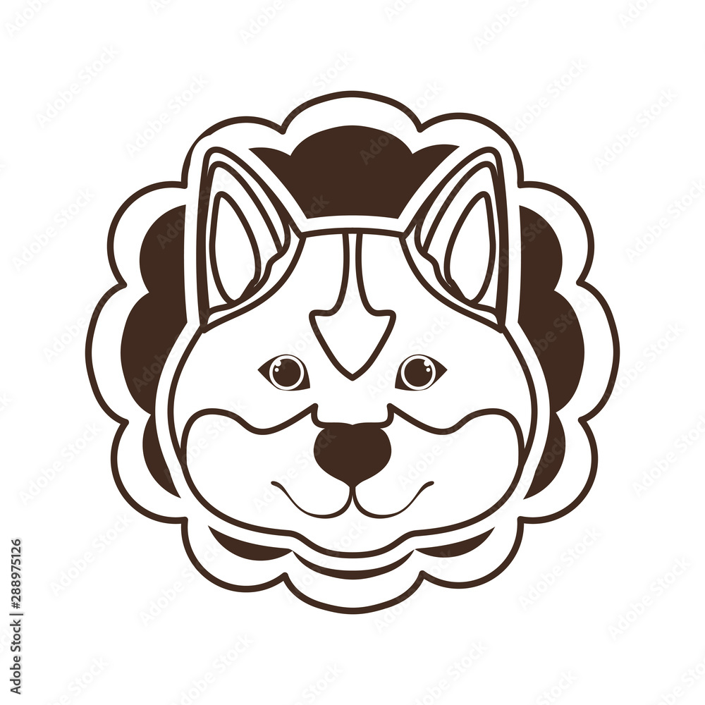 Naklejka premium silhouette of card with head cute dog