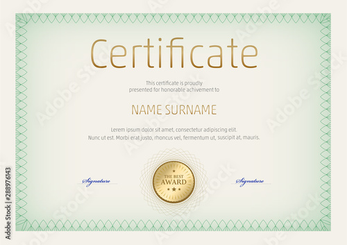 Certificate, Diploma of completion, vector design template