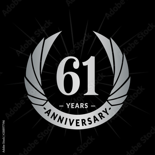 61 years anniversary celebration logotype. Elegant anniversary design. Sixty-one years logo.