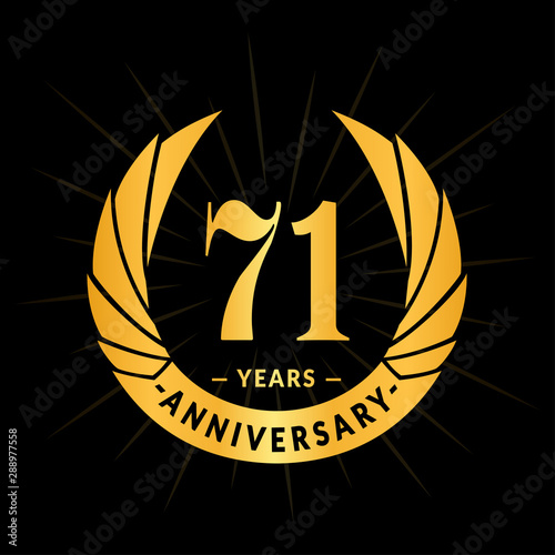71 years anniversary celebration logotype. Elegant anniversary design. Seventy-one years logo.