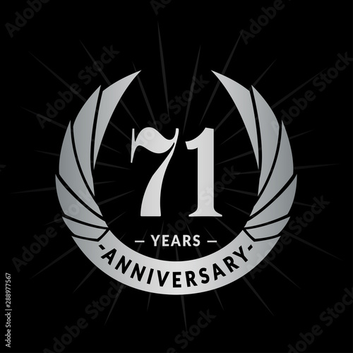 71 years anniversary celebration logotype. Elegant anniversary design. Seventy-one years logo.