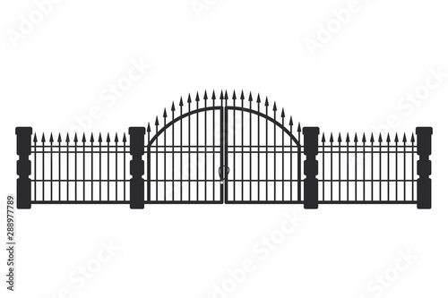 iron railings on white background
