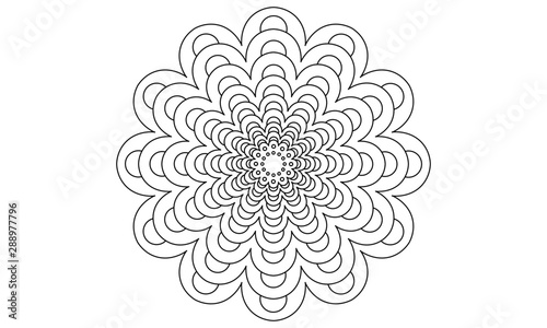 Black line mandala pattern on white background