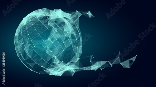 3d wireframe sphere. Abstract shape with connected lines and dots. Vector Illustration.