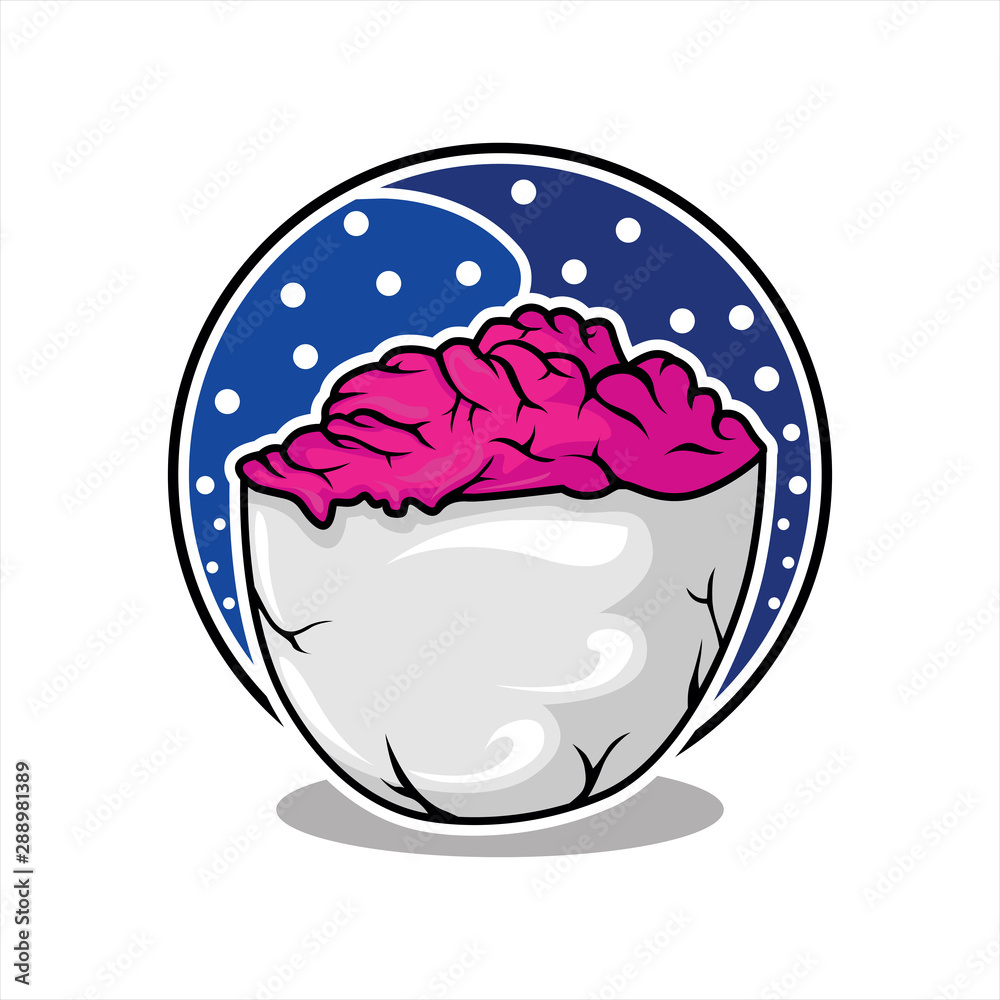 The brain logo in a bowl is isolated on a white background. Symbol of creativity, creative ideas, thoughts, thoughts. The brain logo in a bowl is isolated on a white background. Symbol of creativity, creative ideas, thoughts, thoughts.