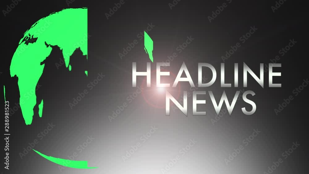 Headline News intro sequence with spinning globe. Can be used for news broadcast production or tv station etc.