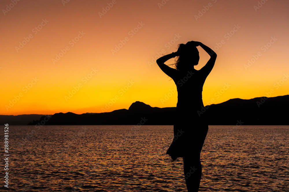 Silhouette of a girl by the sea