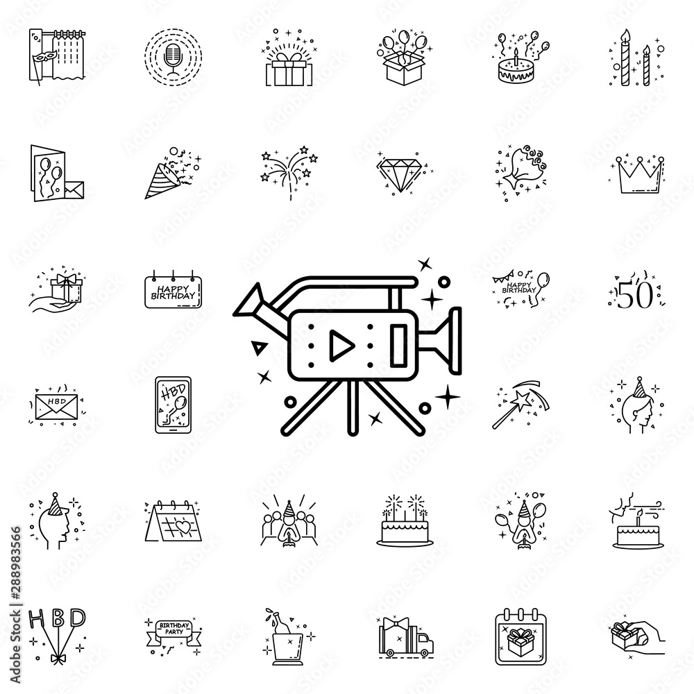 Camera dusk style neon icon. Elements of birthday set. Simple icon for websites, web design, mobile app, info graphics Camera dusk style neon icon. Elements of birthday set. Simple icon for websites, web design, mobile app, info graphics