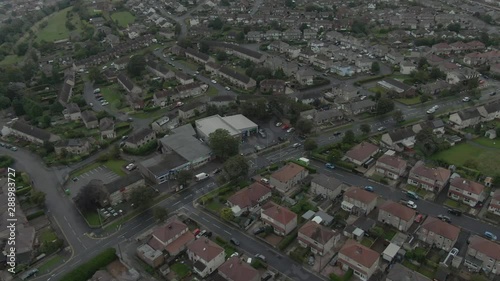 Birds Eye Aerial Drone View of Main Road in Shipley West Yorkshire photo