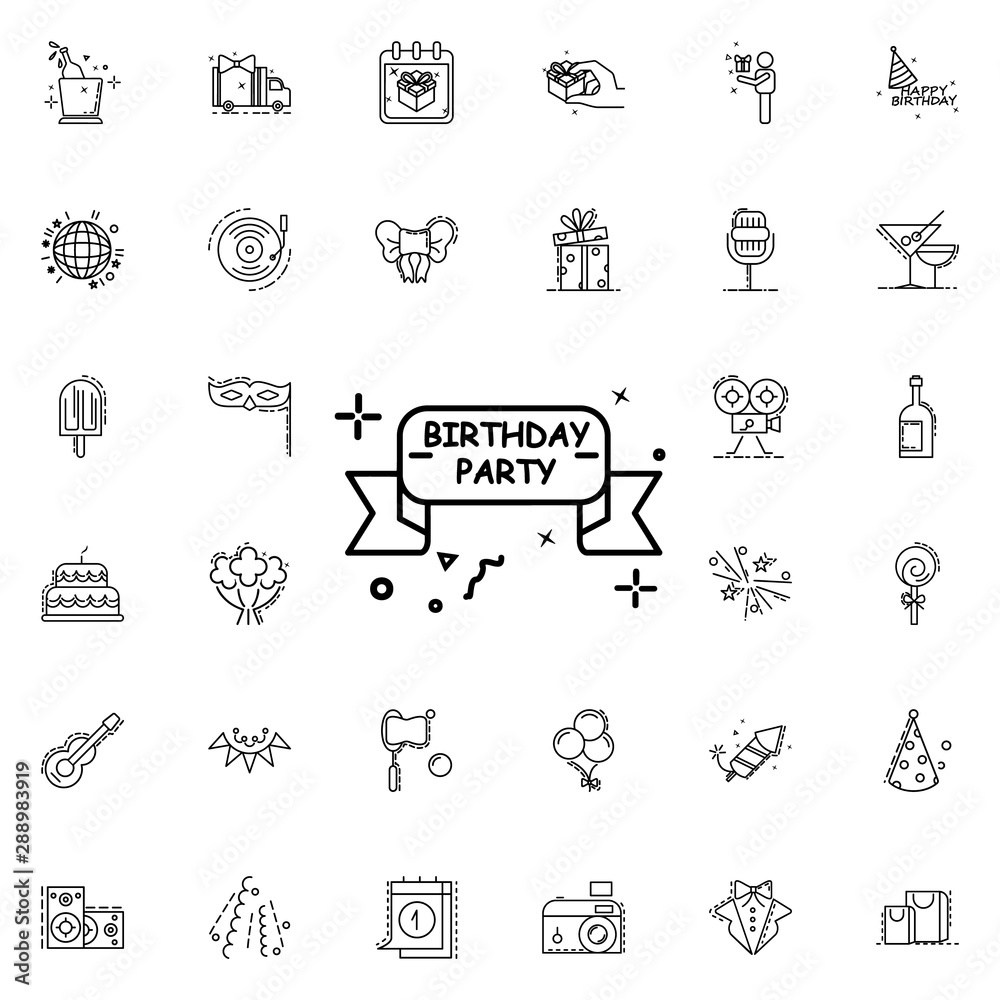 Happy birthday ribbon dusk style neon icon. Elements of birthday set. Simple icon for websites, web design, mobile app, info graphics Happy birthday ribbon dusk style neon icon. Elements of birthday set. Simple icon for websites, web design, mobile app, info graphics