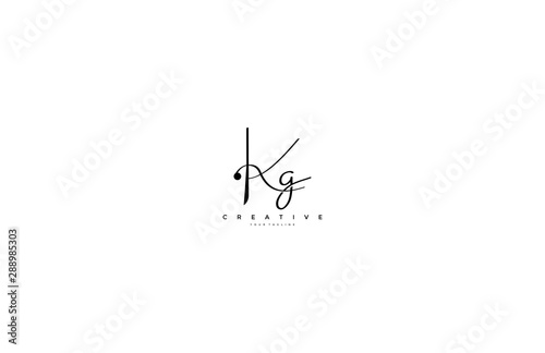 Initial Letter Kg Logo Manual Black Elegant Minimalist Signature Logo photo