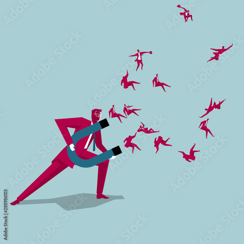 Attract a large group of people. Isolated on blue background.