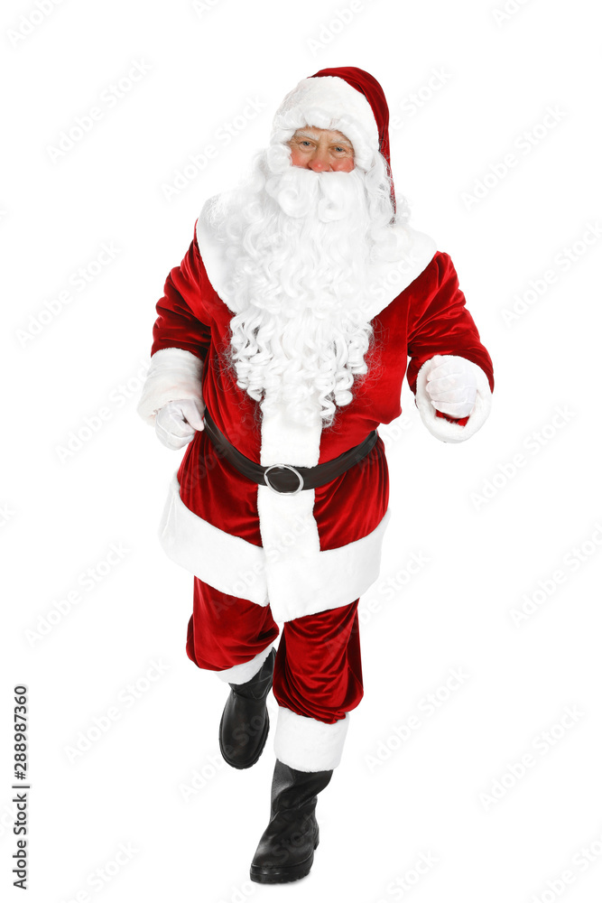 Happy authentic Santa Claus on white background Happy authentic Santa Claus on white background