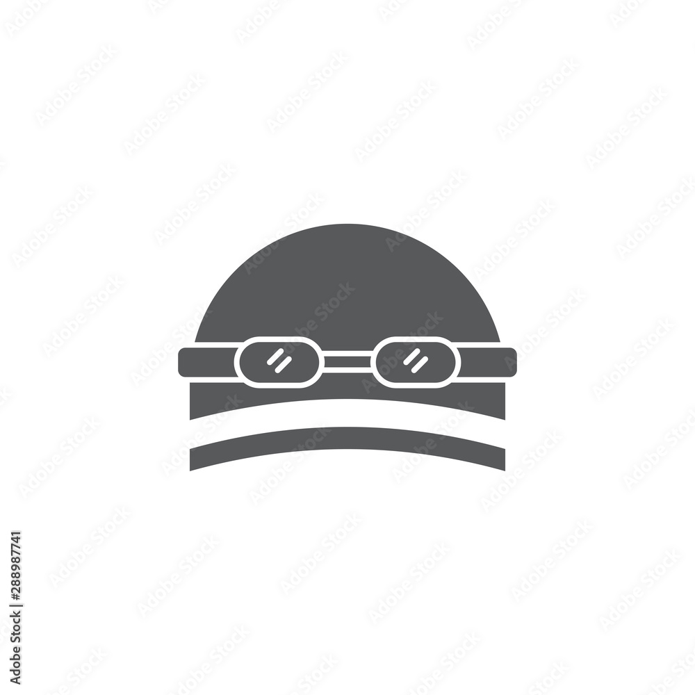 Swimming hat and glasses vector icon symbol isolated on white background Swimming hat and glasses vector icon symbol isolated on white background