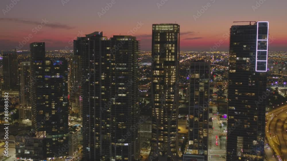 Aerial approach highrise buildings Downtown Miami Dade cityscape 4k 60p Aerial approach highrise buildings Downtown Miami Dade cityscape 4k 60p