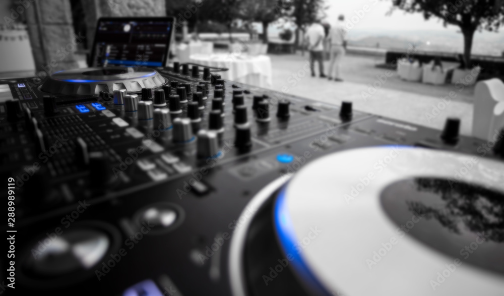 Event DJ setup, Controller with Laptop, ready for work. Event DJ setup, Controller with Laptop, ready for work.