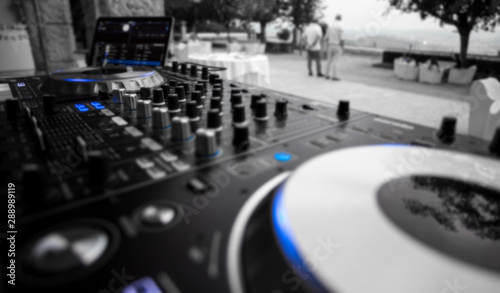 Obraz na plátně Event DJ setup, Controller with Laptop, ready for work.