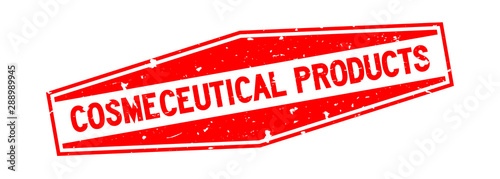 Grunge red cosmeceutical word rubber seal stamp on white background