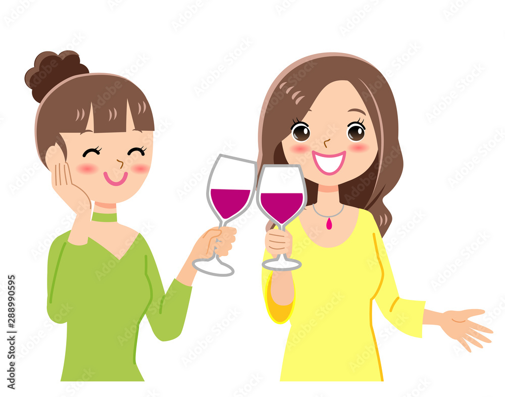 ワインで乾杯する女性達 ワインで乾杯する女性達