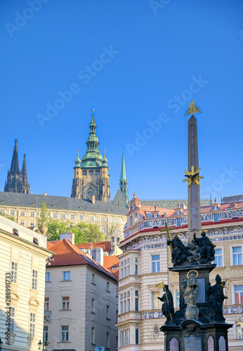The St. Nicholas Church and the streets of Prague, Czech Republic.