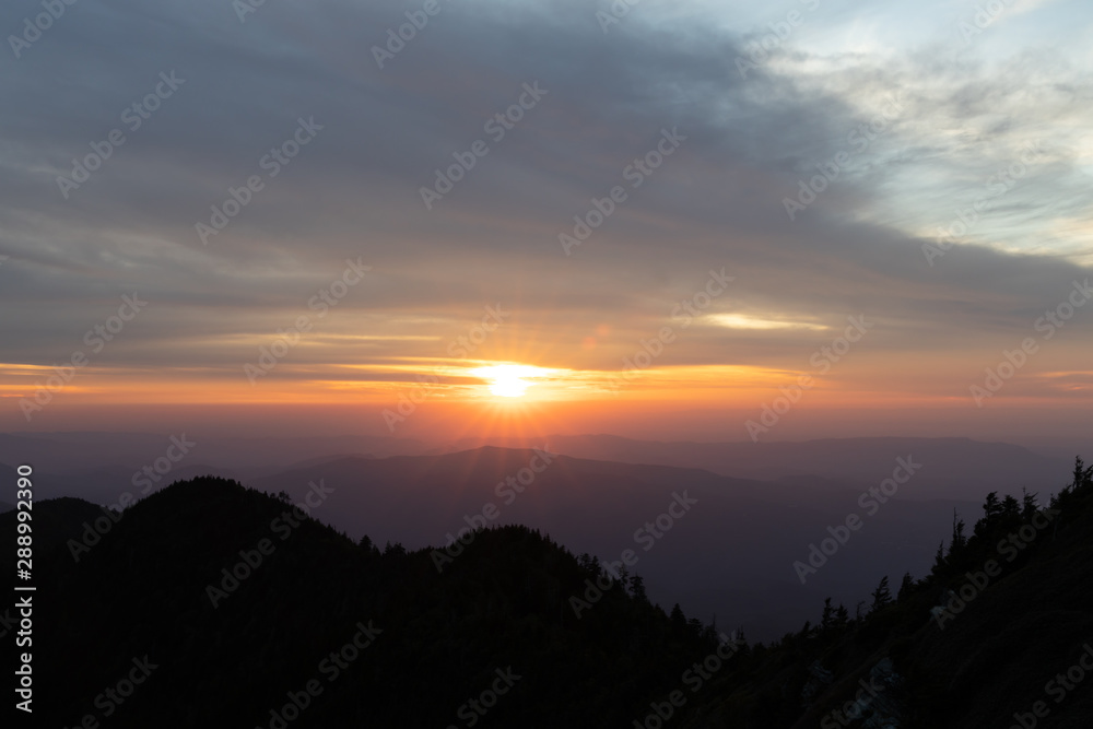 Sunset view from Clifftops overlook, Great Smoky Mountains National Park