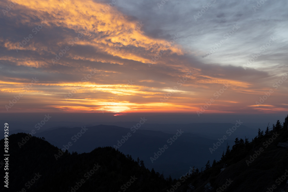 Sunset view from Clifftops overlook, Great Smoky Mountains National Park