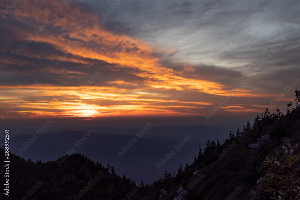 Sunset view from Clifftops overlook, Great Smoky Mountains National Park