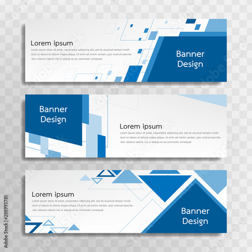 A set of blue banner templates designed for the web and various headlines are available in three different designs.