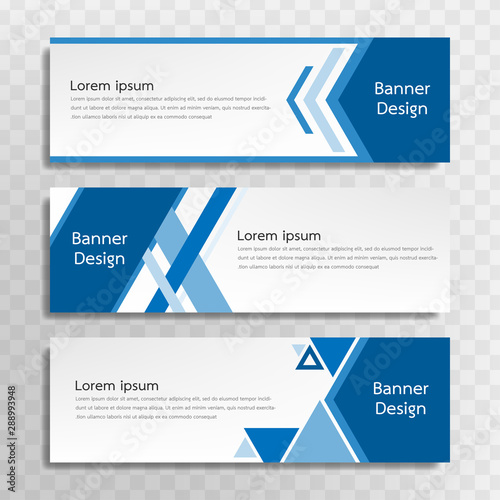 A set of blue banner templates designed for the web and various headlines are available in three different designs.