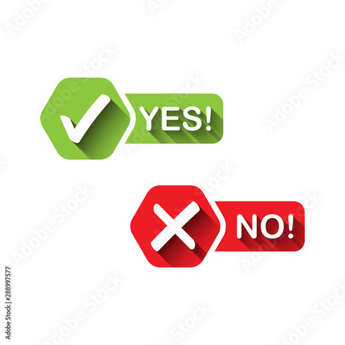 Check mark stickers long shadow. yes and no