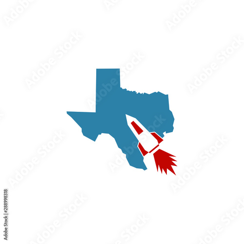 map of texas with rocket logo