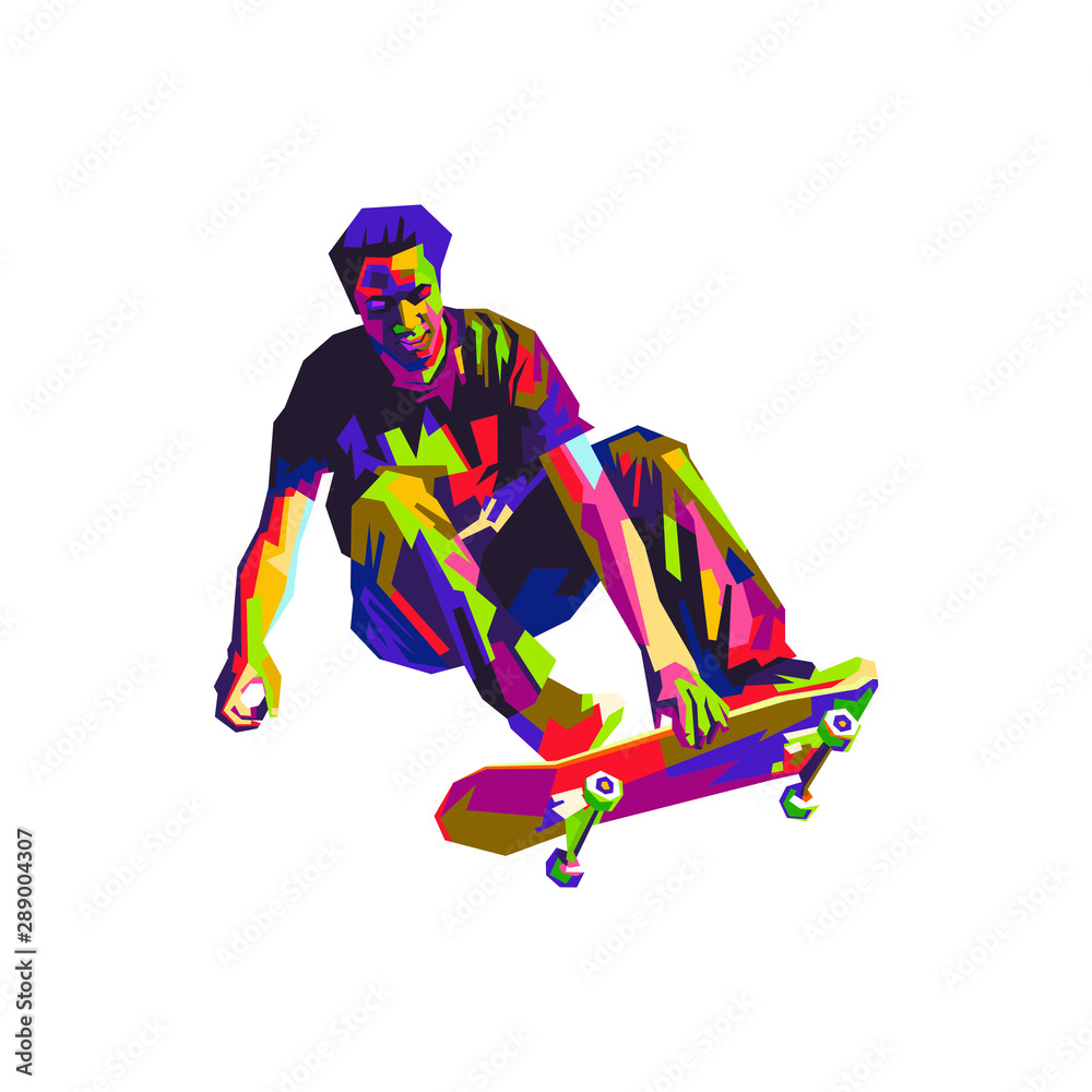 abstract skateboard pop art illustration Stock Vector | Adobe Stock