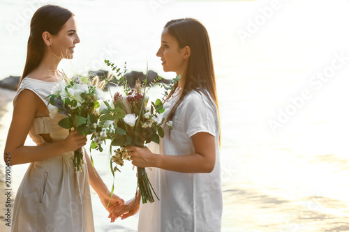 Beautiful lesbian couple on...