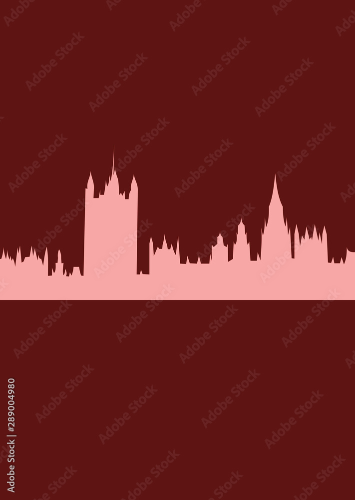 Abstract London skyline with red illustration
