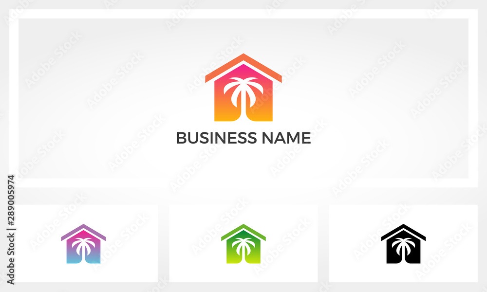 Palm Tree On A House Logo Palm Tree On A House Logo