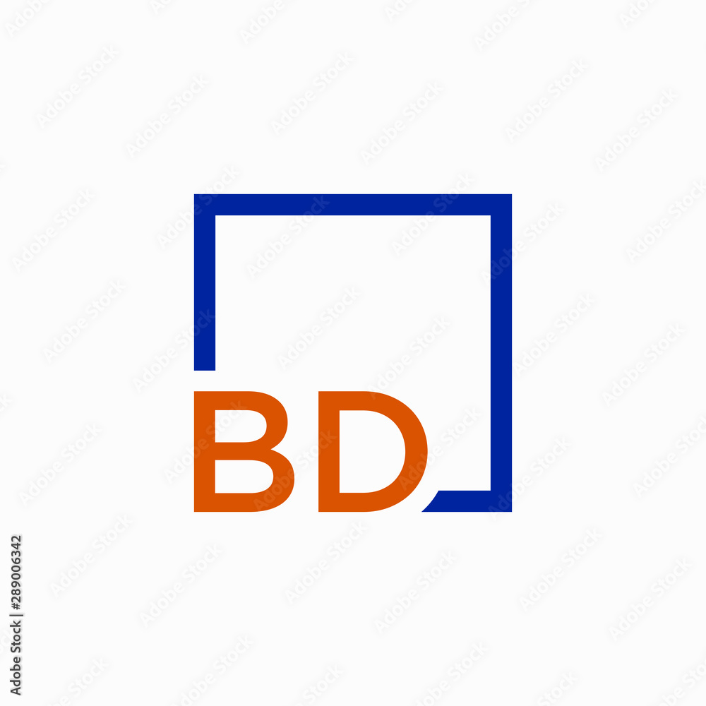 Letter BD Logo design with square frame line art. business consulting concept. studio,room,group icon. Suitable for business, consulting group company. - vector