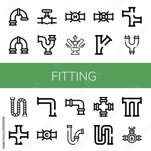 Set of fitting icons such as Pipe, Water pipe, Pipes, Piping , fitting