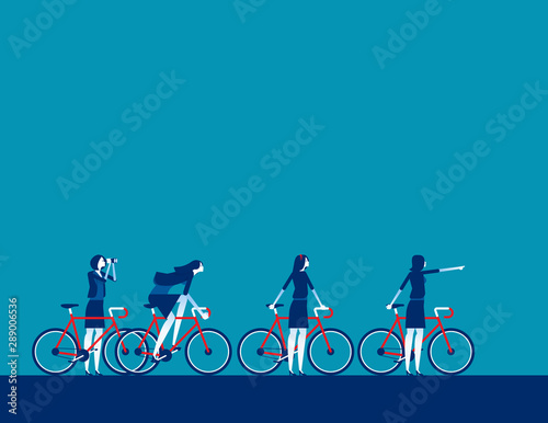 Leader direction pointing. Concept business vector illustration, Flat business cartoon style, Teamwork, Vision.