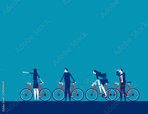 Leader direction pointing. Concept business vector illustration, Flat business cartoon style, Teamwork, Vision.
