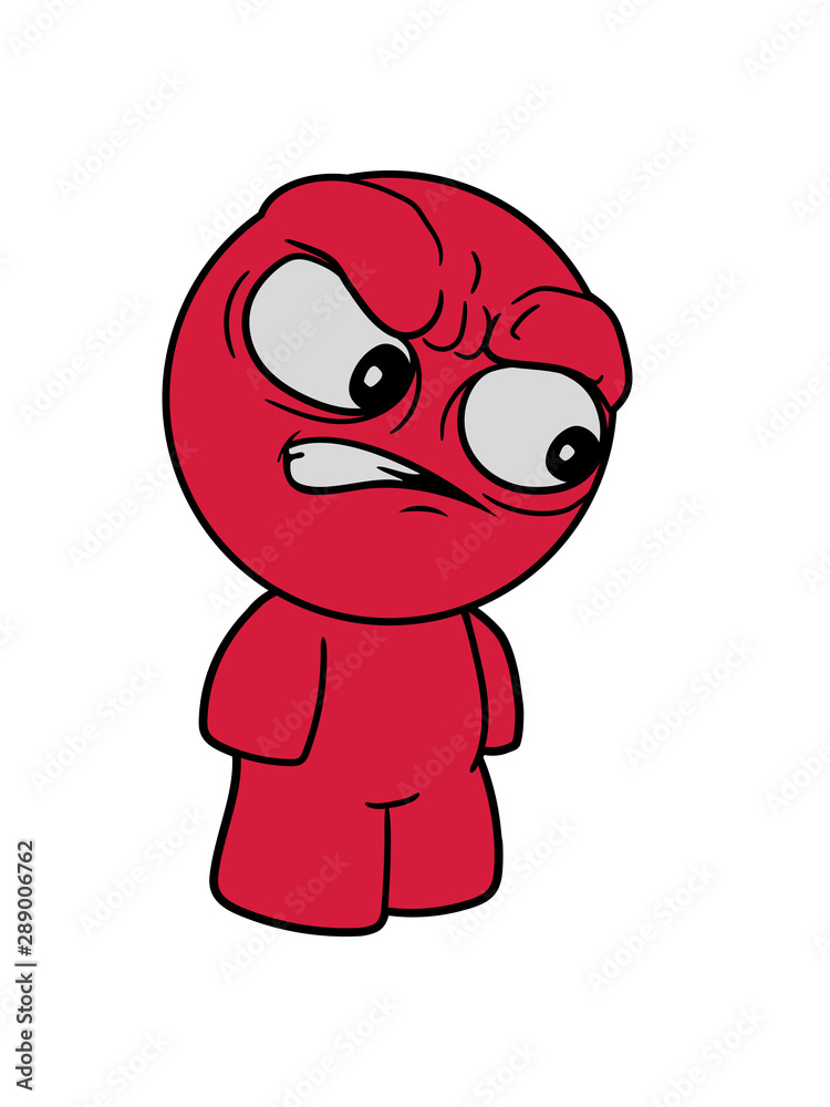 Obraz premium auf den boden gucken mann aggressiv cartoon böses wütendes gesicht zur seite gucken kopf augen mund sauer comic clipart design cool lustig verärgert
