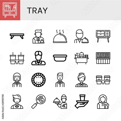 Set of tray icons such as Buffet, Breakfast tray, Waiter, Cloche, Cup carrier, Surgical tray, Plate, Catering, Serve, Lunchroom ,