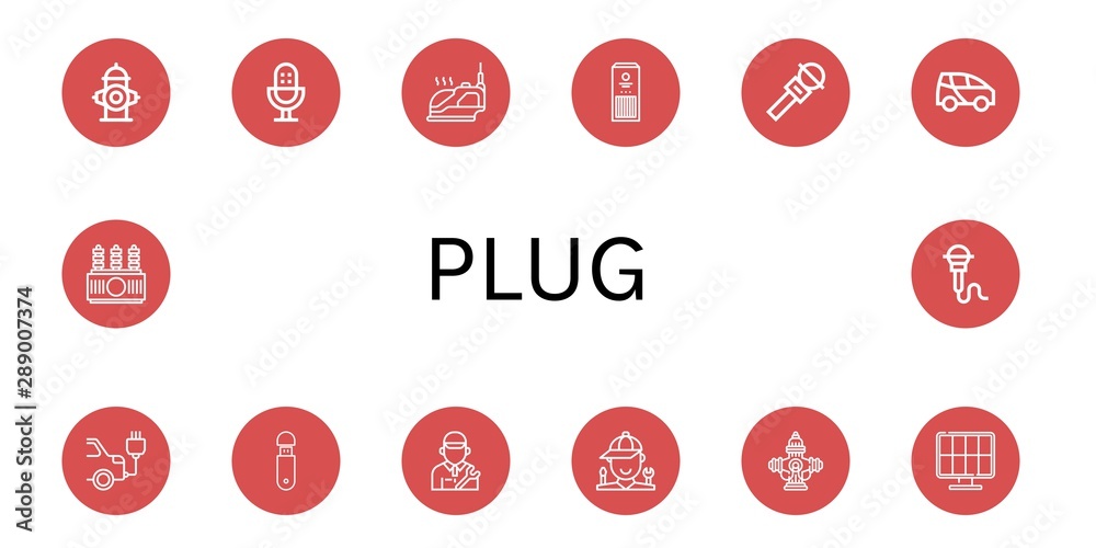Set of plug icons such as Fire hydrant, Microphone, Iron, Sticks, Electric car, Usb, Mechanic, Hydrant, Solar energy, Power transformer , plug Set of plug icons such as Fire hydrant, Microphone, Iron, Sticks, Electric car, Usb, Mechanic, Hydrant, Solar energy, Power transformer , plug