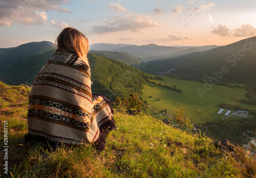 Holica girl sunset ruzin slovakia photo