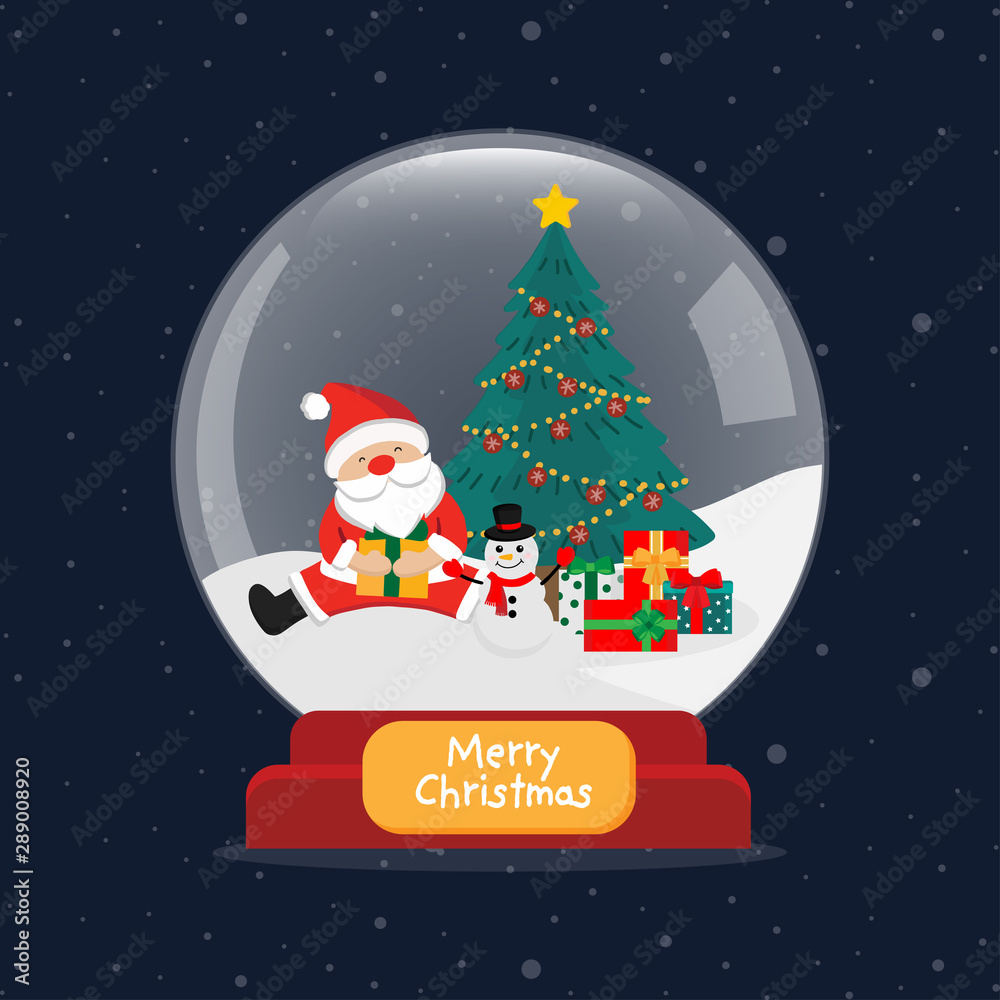 Christmas Snow Globe with funny Santa Claus. Christmas Snow Globe with funny Santa Claus.